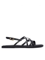 Tommy Hilfiger Sandały Flat Strappy FW0FW09220 Czarny. Czarne sandały damskie Tommy Hilfiger, bez wzorów, ze skóry, bez obcasa, na płaskiej podeszwie, bez zapięcia. Za 449.99 zł.