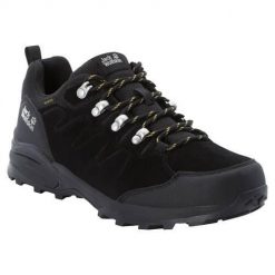 Buty trekkingowe męskie Jack Wolfskin Refugio Texapore Low. Czarne buty zimowe męskie Jack Wolfskin, bez wzorów, z gumy, bez obcasa, bez zapięcia. Za 359.99 zł.