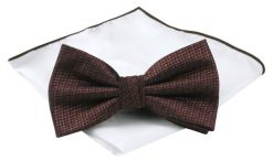 Mucha Męska z Poszetką (Zestaw) - Chattier - Kolor Ciemnej Miedzi. Krawaty i muchy Chattier, bez wzorów, eleganckie. Za 59.00 zł.