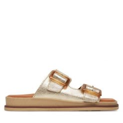 Klapki Tamaris. Żółte klapki damskie Tamaris, bez wzorów, bez obcasa, bez zapięcia. Za 209.99 zł.