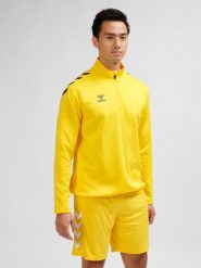 Bluza 1/2 zip Hummel Core XK. Brązowe bluzy damskie Hummel, xl, bez wzorów, z materiału, eleganckie, bez ramiączek, bez kaptura. Za 178.20 zł.
