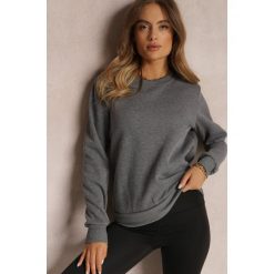 Ciemnoszara Bluza Diyo. Szare bluzy damskie Renee, na jesień, l, bez wzorów, z jeansu, casualowe, bez ramiączek, bez kaptura. Za 39.99 zł.