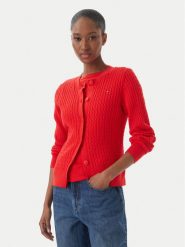 Tommy Hilfiger Kardigan WW0WW43329 Czerwony Regular Fit. Czerwone kardigany damskie Tommy Hilfiger, m, bez wzorów, z bawełny, bez kołnierzyka. Za 649.99 zł.