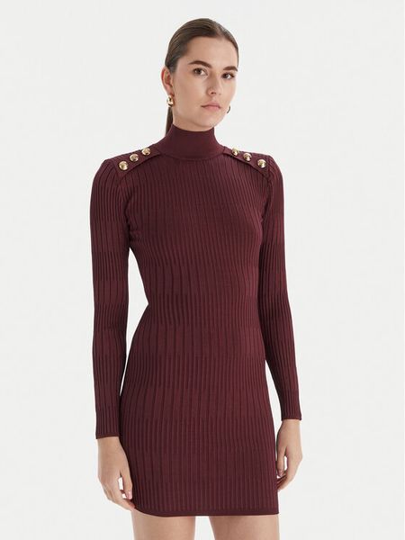 Marciano Guess Sukienka dzianinowa 5BGK52 5881Z Bordowy Slim Fit. Czerwone sukienki damskie Marciano Guess, z aplikacjami, z dzianiny, bez kołnierzyka, bez ramiączek. Za 789.99 zł.