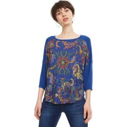 Desigual Zita Koszulka Niebieski. Niebieskie bluzki damskie Desigual, l, bez wzorów, z elastanu, bez kołnierzyka, bez ramiączek. Za 326.95 zł.