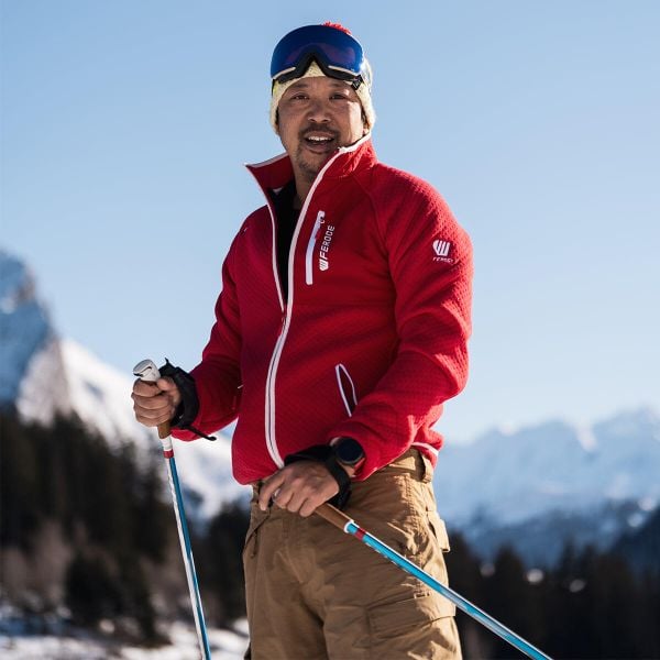 Polarowa kurtka – Czerwon. Czerwone kurtki męskie FEROCE, m, bez wzorów, z polaru, bez kaptura. Za 235.53 zł.