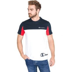 Champion Koszulka Niebieski Biały. Białe t-shirty męskie Champion, l, bez wzorów, z bawełny, bez kołnierzyka, bez ramiączek. Za 111.95 zł.
