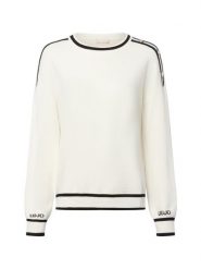 Liu Jo Collection Sweter z dzianiny - Maglia chiusa Kobiety wiskoza biały|czarny, L. Białe swetry nierozpinane damskie Liu Jo Collection, l, bez wzorów, z dzianiny, bez kołnierzyka, bez ramiączek. Za 429.95 zł.