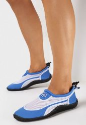 Niebiesko-Białe Buty Sportowe do Wody ze Ściągaczem i Elastyczną Podeszwą Indal. Niebieskie obuwie sportowe damskie Born2be, bez wzorów, bez zapięcia, żeglarskie. Za 29.99 zł.