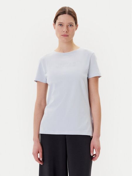 Guess T-Shirt V3BI11 J1314 Błękitny Regular Fit. Niebieskie t-shirty damskie Guess, xs, z aplikacjami, z bawełny, bez kołnierzyka, bez ramiączek. Za 79.99 zł.