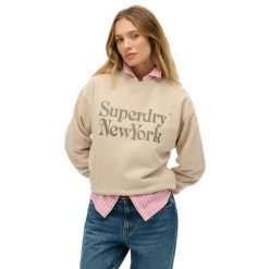 Bluza damska Superdry Brand Mark. Szare bluzy damskie Superdry, s, bez wzorów, prążkowane, klasyczne, bez ramiączek, bez kaptura. Za 318.95 zł.