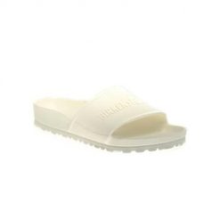 Klapki damskie Birkenstock Barbados. Białe klapki damskie Birkenstock, bez wzorów, sportowe, bez obcasa, bez zapięcia. Za 293.00 zł.