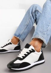 Czarne Sneakersy z Ozdobnymi Wstawkami Fania. Czarne obuwie sportowe damskie Renee, bez wzorów, bez zapięcia. Za 74.99 zł.