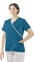 Visent Bluza medyczna kosmetyczna damska lekarska turkusowy / biała lamówka 54. Białe bluzy damskie Visent, bez wzorów, bez ramiączek, bez kaptura. Za 64.99 zł.
