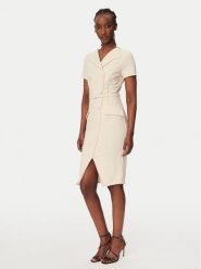 Rinascimento Sukienka koktajlowa CFC0127893003 Beżowy Slim Fit. Brązowe sukienki damskie Rinascimento, xl, bez wzorów, z syntetyku, wizytowe, bez kołnierzyka, bez ramiączek. Za 699.99 zł.