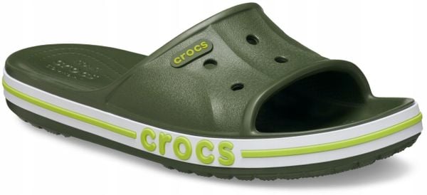 Klapki Dla Dorosłych Crocs Bayaband Slide. Białe klapki damskie Crocs, bez wzorów, z materiału, bez obcasa, bez zapięcia. Za 129.99 zł.