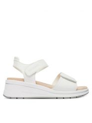 Caprice Sandały 9-28305-46 Biały. Białe sandały damskie Caprice, bez wzorów, ze skóry, bez obcasa, na koturnie, bez zapięcia. Za 228.99 zł.