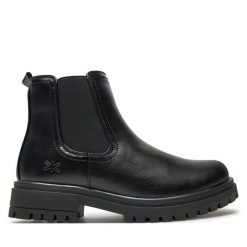 Botki Mjuka. Czarne botki damskie Mjuka, bez wzorów, bez obcasa, na płaskiej podeszwie, bez zapięcia. Za 219.99 zł.
