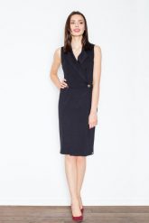 Czarna Kopertowa Midi Sukienka bez Rękawów. Czarne sukienki damskie Figl, s, bez wzorów, z elastanu, bez kołnierzyka, bez ramiączek, midi, kopertowe. Za 249.00 zł.