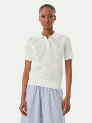 Tommy Hilfiger Sweter WW0WW49362 Biały Slim Fit. Białe swetry nierozpinane damskie Tommy Hilfiger, m, bez wzorów, z bawełny, bez kołnierzyka, bez ramiączek. Za 649.99 zł.