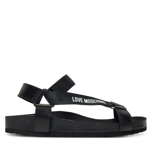 Sandały LOVE MOSCHINO. Czarne sandały damskie Love Moschino, bez wzorów, bez obcasa, na płaskiej podeszwie, bez zapięcia. Za 460.99 zł.