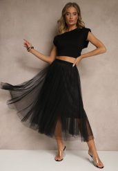 Czarna Rozkloszowana Spódnica Tiulowa Fenadelia. Czarne spódnice damskie Renee, na co dzień, na wiosnę, l, bez wzorów, z tiulu, eleganckie, midi, proste. Za 54.99 zł.