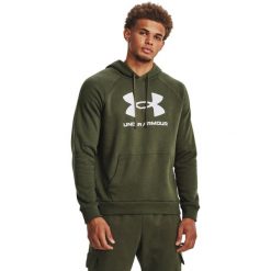 Bluza z kapturem Under Armour Rival Fleece Logo Hd, Mężczyźni. Zielone bluzy męskie Under Armour, m, bez wzorów, z bawełny, bez ramiączek, z kapturem. Za 290.00 zł.