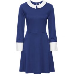 Sukienka bonprix kobaltowo-biały. Niebieskie sukienki damskie bonprix, do pracy, bez wzorów, biznesowe, bez kołnierzyka, bez ramiączek, koszulowe. Za 59.99 zł.
