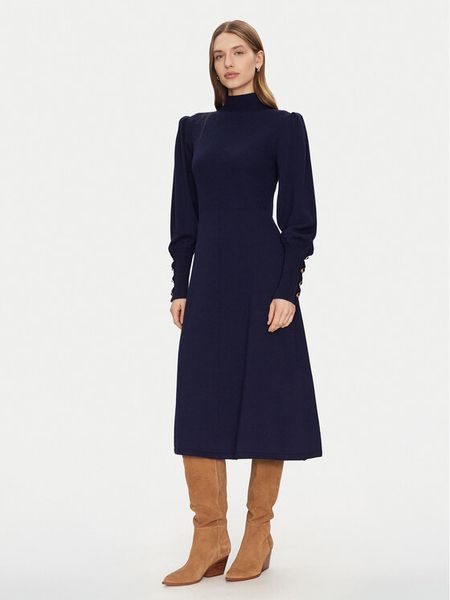 Luisa Spagnoli Sukienka dzianinowa Magalin 58414 Granatowy Regular Fit. Niebieskie sukienki damskie Luisa Spagnoli, m, bez wzorów, z dzianiny, bez kołnierzyka, bez ramiączek. Za 1,479.00 zł.