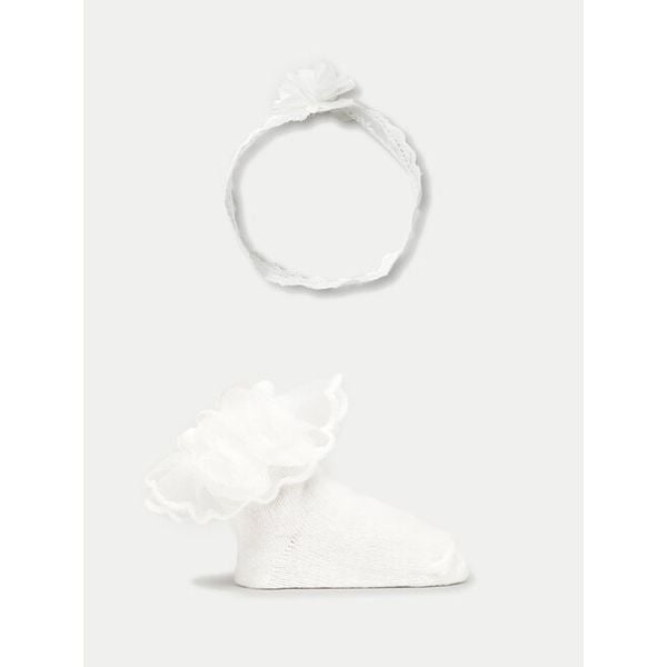 Komplet opaska i skarpetki Mayoral. Białe skarpetki damskie Mayoral, bez wzorów. Za 49.99 zł.