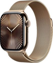 Smartwatch Apple Watch 10 GPS + Cellular 42mm Gold Titanium Milanese Loop Złoty (MX083ET/A). Żółte zegarki smartwatch Apple, bez wzorów. Za 3,911.99 zł.