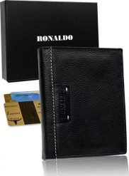 Ronaldo Duży skórzany czarny portfel męski RFID Ronaldo NoSize. Czarne portfele męskie RONALDO, bez wzorów. Za 87.99 zł.