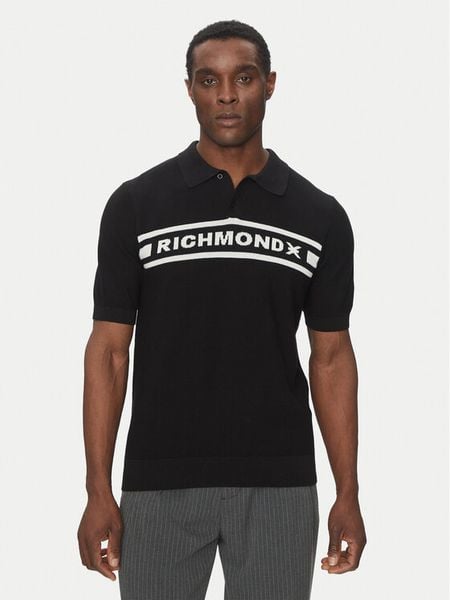 Richmond X Sweter UMP25128PO Czarny Regular Fit. Czarne swetry męskie Richmond X, m, bez wzorów, z bawełny, bez kołnierzyka, bez ramiączek. Za 479.99 zł.