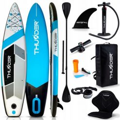 Deska SUP pompowana do pływania 320 cm THUNDER z siedziskiem plecak akcesoria. Białe plecaki męskie THUNDER, bez wzorów, z gumy, sportowe. Za 799.00 zł.