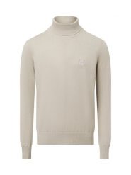 BOSS Orange sweter z dzianiny z zawartością kaszmiru - Akiro_S Mężczyźni Bawełna beżowy, L. Brązowe swetry męskie BOSS Orange, l, bez wzorów, z bawełny, bez kołnierzyka, bez ramiączek. Za 629.95 zł.