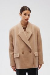 Wełniana marynarka w kolorze CAMEL - BEXLEY-S/M. Brązowe marynarki i żakiety damskie Marsala, bez wzorów, z elastanu, eleganckie, bez kołnierzyka, bez ramiączek. Za 1,499.90 zł.