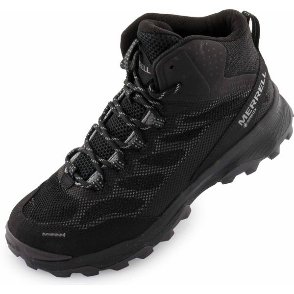 Merrell Speed Strike Mid GTX Damskie buty trekkingowe – czarne. Czarne obuwie trekkingowe damskie Merrell, bez zapięcia. Za 160.99 zł.