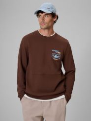 4F Bluza dresowa regular bez kaptura męska - brązowa XXL. Brązowe bluzy sportowe męskie 4F, m, bez wzorów, z dresówki, bez kaptura. Za 159.99 zł.