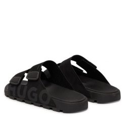 Klapki HUGO. Czarne klapki męskie Hugo, bez wzorów, bez zapięcia. Za 399.99 zł.