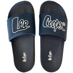 Klapki Lee Cooper LCW-24-42-2480LA niebieskie. Niebieskie klapki damskie na lato, bez wzorów, z syntetyku, sportowe, bez obcasa, bez zapięcia. Za 135.33 zł.