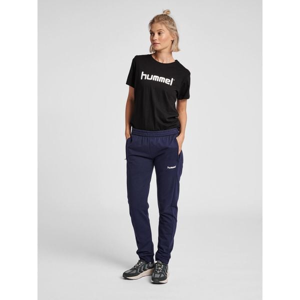 Koszulka sportowa z krótkim rękawem damska Hummel Cotton Logo. Czarne koszulki sportowe damskie Hummel, xs, bez wzorów, bez ramiączek, do piłki nożnej. Za 59.00 zł.