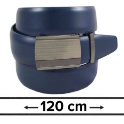 Pasek Granatowy do Spodni 120 cm, Automatyczna Klamra, Skórzany, Elegancki -VICTORIO. Niebieskie paski męskie Victorio, ze skóry, eleganckie. Za 99.00 zł.