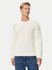 Tommy Jeans Sweter DM0DM21787 Kremowy Regular Fit. Białe swetry męskie Tommy Jeans, m, bez wzorów, z bawełny, bez kołnierzyka, bez ramiączek. Za 369.99 zł.