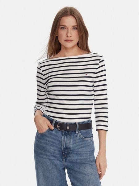 Tommy Hilfiger Bluzka WW0WW40589 Biały Regular Fit. Białe bluzki damskie Tommy Hilfiger, s, bez wzorów, z bawełny, bez kołnierzyka, bez ramiączek. Za 259.99 zł.