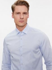 Calvin Klein Koszula K10K108426 Niebieski Slim Fit. Niebieskie koszule męskie Calvin Klein, m, bez wzorów, z bawełny, biznesowe, bez kołnierzyka, bez ramiączek. Za 239.99 zł.