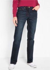 Dżinsy Straight, mid waist, z wygodnym paskiem. Niebieskie jeansy damskie bonprix, bez wzorów, z jeansu. Za 134.99 zł.