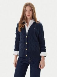 Tommy Hilfiger Kardigan WW0WW43089 Granatowy Regular Fit. Niebieskie kardigany damskie Tommy Hilfiger, s, bez wzorów, z wełny, bez kołnierzyka. Za 749.99 zł.