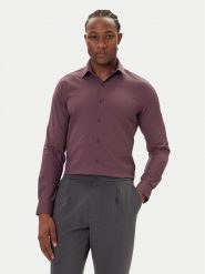 Calvin Klein Koszula LV019EU073 Bordowy Slim Fit. Czerwone koszule męskie Calvin Klein, m, bez wzorów, z syntetyku, biznesowe, bez kołnierzyka, bez ramiączek. Za 429.99 zł.