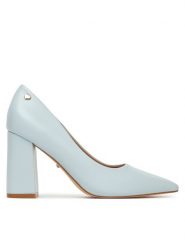 DeeZee Czółenka KB-008 Niebieski. Niebieskie czółenka damskie DeeZee, bez wzorów, ze skóry, bez obcasa, bez zapięcia. Za 139.99 zł.