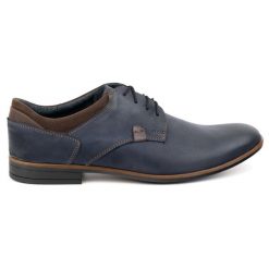 Buty Olivier 263GT skórzane wizytowe granatowe niebieskie. Niebieskie buty wizytowe męskie bez wzorów, ze skóry, bez obcasa, bez zapięcia. Za 319.69 zł.
